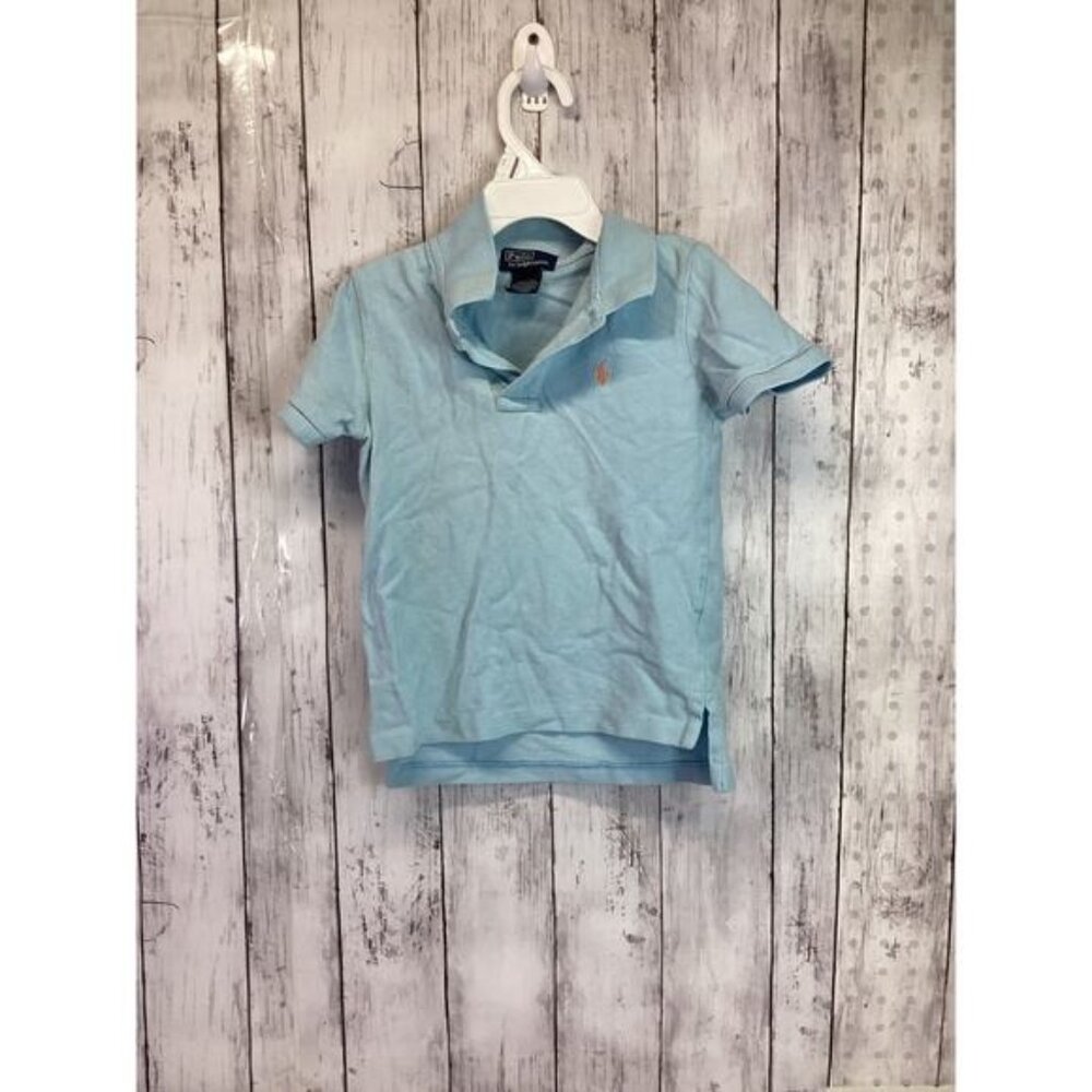 RALPH LAUREN Polo Shirt Men's L Blue Short Sleeve Collared Classic Fit Cotton S